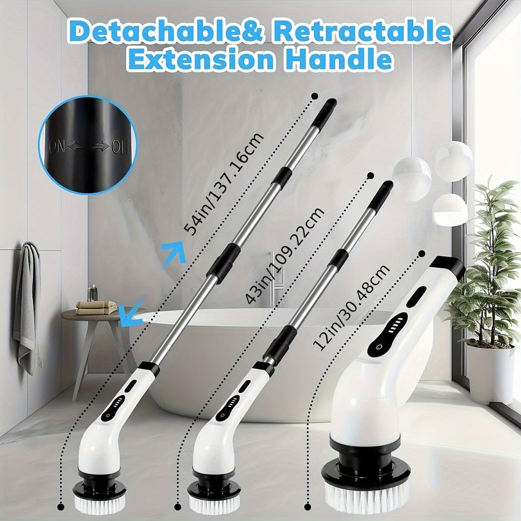8 Brush Heads Cordless Electric Cleaner Handle