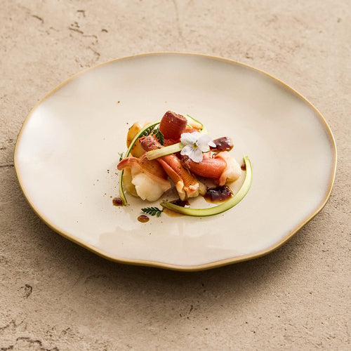 Artisanal Wavy-Edge Kiln-Glazed Shallow Plate – Horizon Series